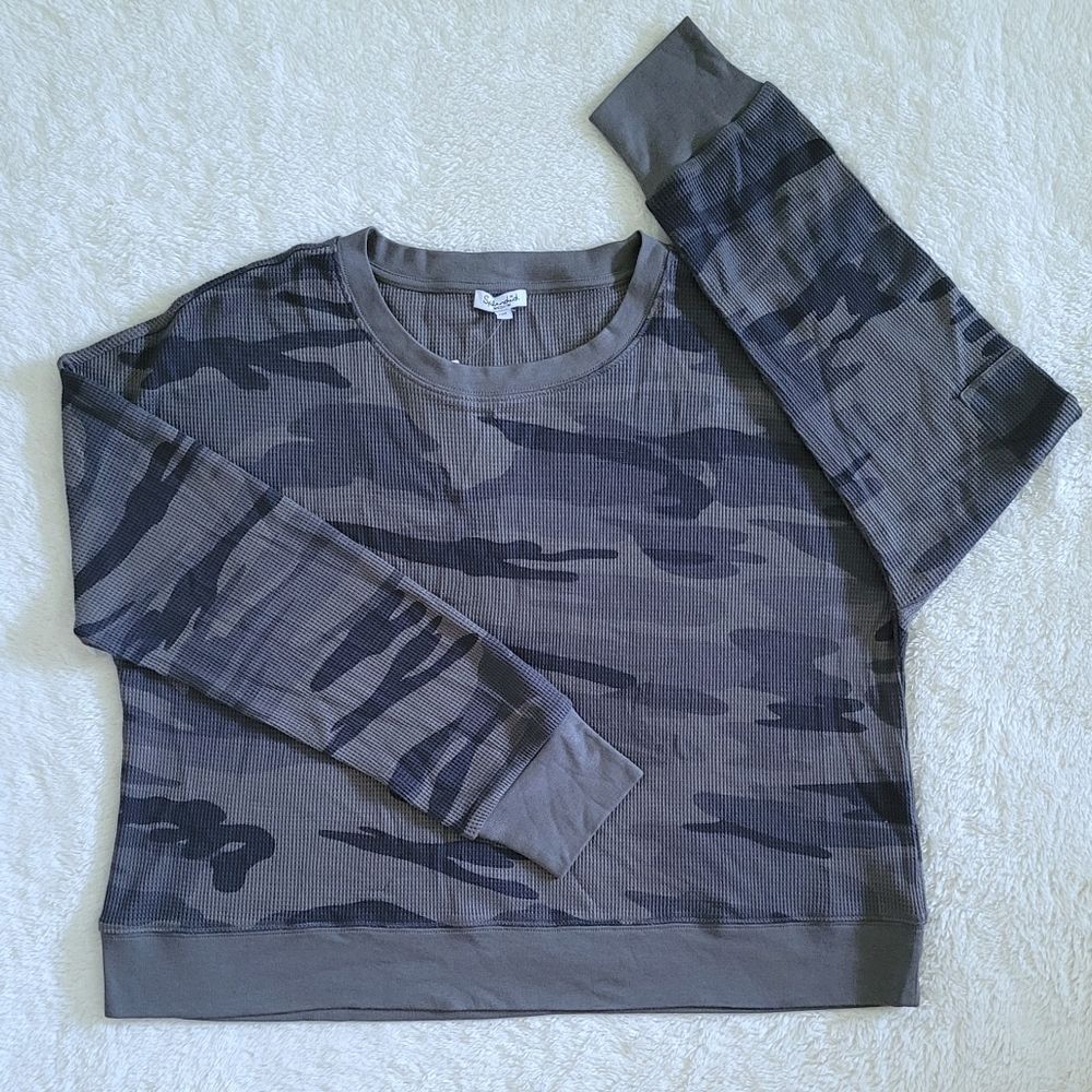 Splendid👍 Cropped Waffle🧇 Knit Camouflage🪖 Sweater - NWT - Picture 1 of 15